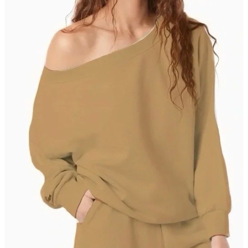 Favorite Daughter Tan Boat Neck Sweatshirt